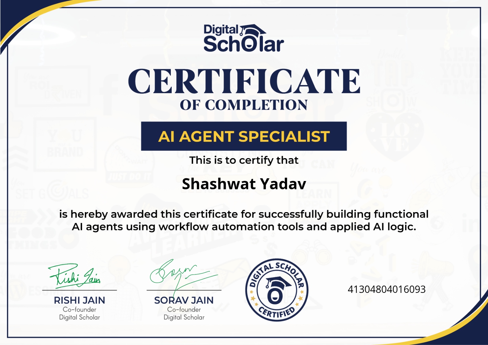 AI Agent Specialist certificate